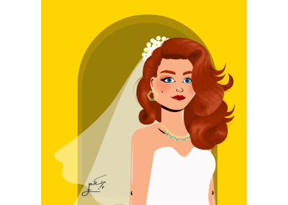 طراحی کاراکتر رئال و زن با لباس عروس