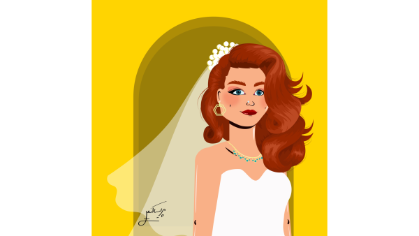 طراحی کاراکتر رئال و زن با لباس عروس
